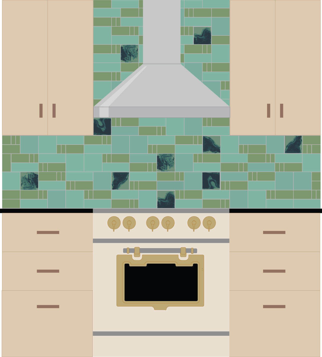 Illustration of a kitchen with tile design